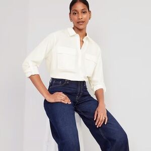 Ivory Women's Relaxed Button-Down Utility Shirt